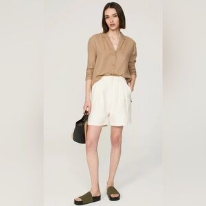 Anine Bing High Waist Linen Cream Shorts- size 6